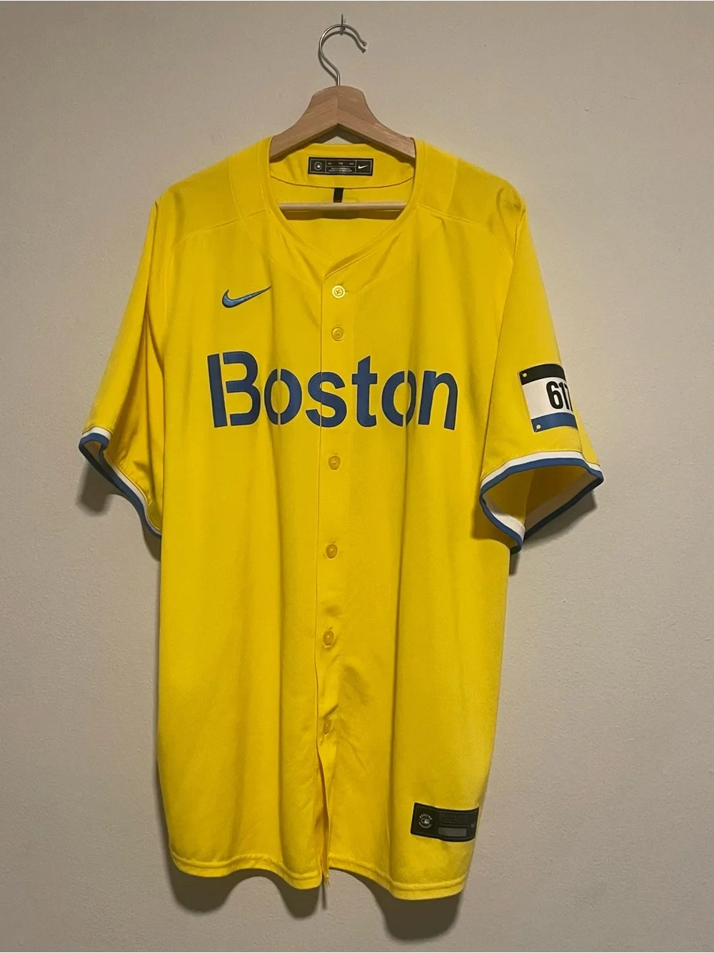 Nike Yellow and Blue Boston Red Sox City Connect Jersey, Size XXL